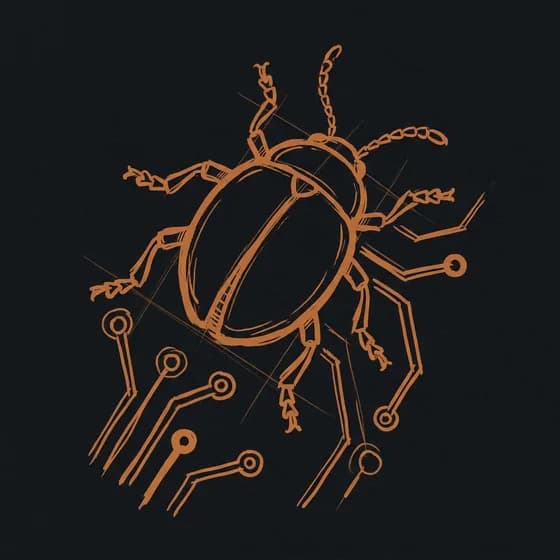 Sketch of a beetle crawling over circuit traces